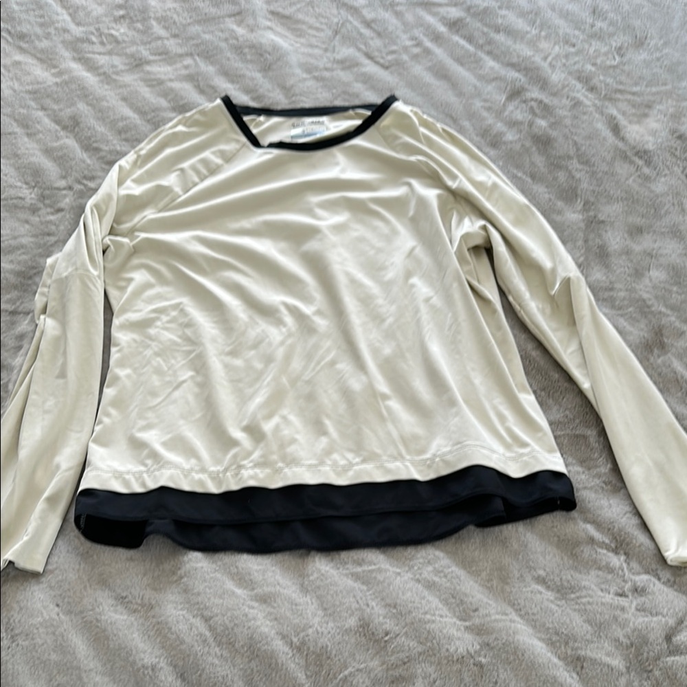 Cream and Black Long Sleeve Top